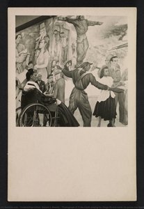 Photograph Of Frida Kahlo Posing For Diego Rivera While He Paints The Nightmare Of War, Dream Of Peace Fresco — Unidentified Artist, Harper's Weekly
