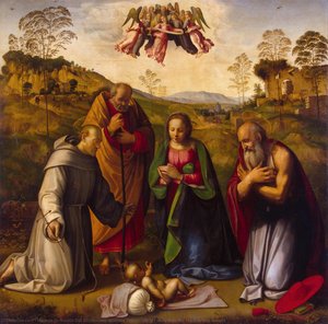 Holy Family With Sts Francis And Jerome — Michele Di Ridolfo Del Ghirlandaio (michele Tosini)