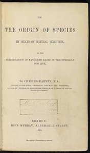 Title Page From The First Edition Of On The Origin Of Species — Charles Robert Darwin