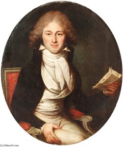 Portrait Of A Young Man, Half Length, Seated In A Chair Reading A Letter — Henri Pierre Danloux