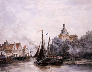 The Port Of Enkhuizen Sun — Hendrik Willem Mesdag