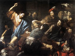 Christ Driving The Money Changers Out Of The Temple — Valentin De Boulogne