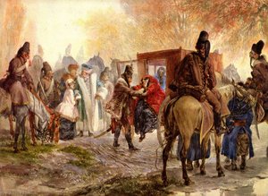 German Husaren Bringen Eine Polnische Familie Auf — Adolph Von Menzel