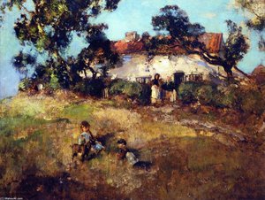 Children Playing Near A Cottage — Edward Arthur Walton