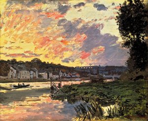 A Sena Em Bougival Ao Entardecer — Claude Monet