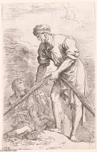 Figurine. Man With Fishing Net And Two Other Figures — Salvator Rosa