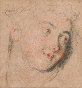 Cabeza De Una Mujer, Girada Tres Cuartos A La Derecha — Jean-antoine Watteau