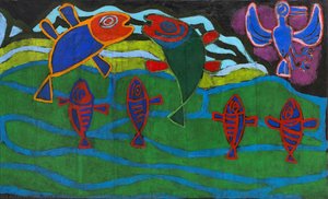 Six Fish And Bird — Jean Philippe Arthur Dubuffet