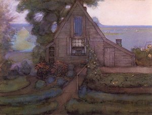 Triangulated Farmhouse Facade With Polder In Blue — Piet Mondrian