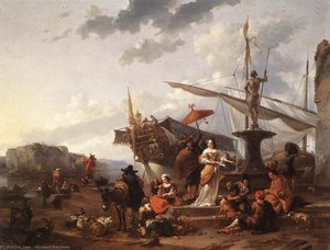 A Southern Harbour Scene — 니콜라스 피터스 베르켐