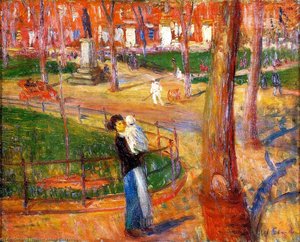Mother And Baby, Washington Square — William James Glackens