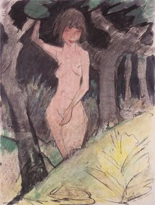 Between Trees Standing Girl — Otto Mueller