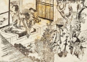 男性が美しい女性を眺める — 葛飾北斎 (katsushika Hokusai)