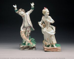 Boy Frightened By A Dog And Girl With A Mousetrap — Richard Champion's Bristol Porcelain Factory