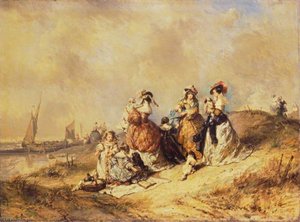A Promenade By The Sea — Eugène Isabey