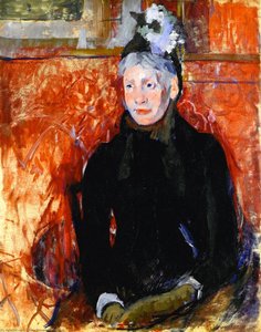 Porträt Einer Älteren Dame Mit Haube: Roter Hintergrund — Mary Stevenson Cassatt