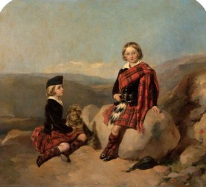 George And Hugh Brodie As Children In Highland Dress On A Moor — James Currie