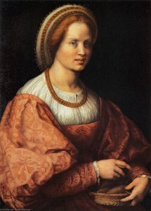 Portrait Of A Woman With A Basket Of Spindles — Andrea Del Sarto