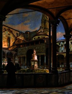 La Cappella Dei Pazzi; Il Chiostro Di Santa Croce A Firenze — Odoardo Borrani