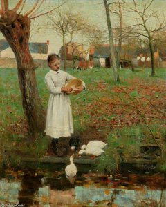 Feeding The Ducks — Edward William Stott