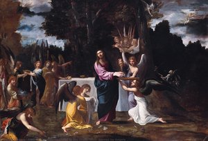 Christ In The Wilderness, Served By Angels — Ludovico Carracci