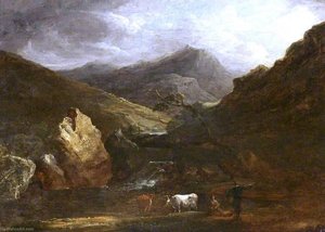 Mountain Landscape With View Of Snowdon — ბენჯამინ ბარკერი Ii