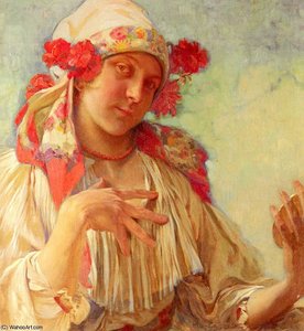 Young Girl In A Moravian Costume — Alfons Maria Mucha