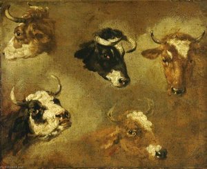 Studies Of Cows' Heads — Nicolaes Pietersz Berchem