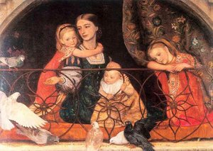 Mrs James Leathart And Children — Arthur Hughes