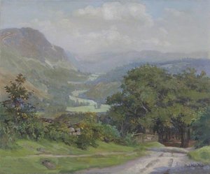 Rural Landscape With Mountains — Maud Hall Neale