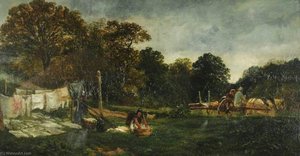 A Glade In Cadzow Forest Clothes Drying — Samuel Bough
