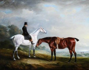 A Groom And Two Hunters — Sr John E Ferneley