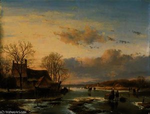 On The Maas — Andreas Schelfhout