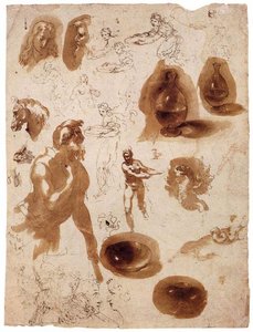 Sheet Of Studies — Giovanni Ambrogio Figino