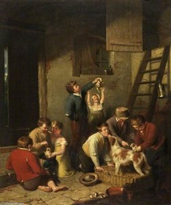 Children Playing With Puppies — William Collins