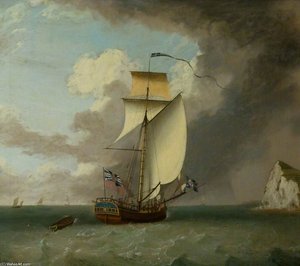 Hms 'london', A Cutter, Off Dover — Thomas Luny