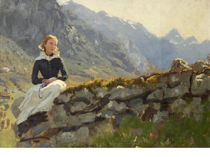 Girl Seated On A Stone Wall — Hans Dahl