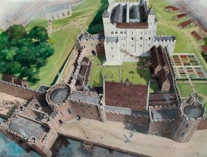 Reconstructed View Of The Tower Of London With The Great Hall, 1300 — Ivan Lapper