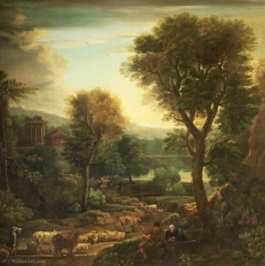 Classical Landscape With A Grecian Temple — John Wootton