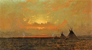 Indian Encampment At Dusk — Jules Tavernier