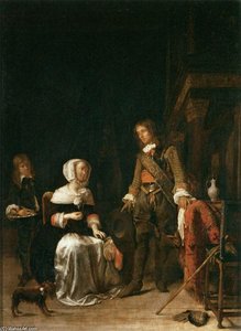 Soldier Paying A Visit To A Young Lady — Gabriel Metsu