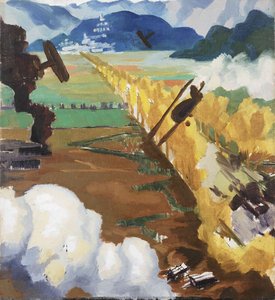 'sopwith Camel' Patrol Attacking An Austrian Aerodrome Near Sacile, Italy — Sydney William Carline