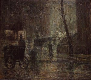 Wet Night, Gramercy Park — Ernest Lawson