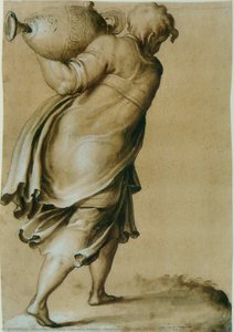 Figure Vue De Dos, Portant Une Urne — Francesco De Rossi (francesco Salviati) (cecchino)