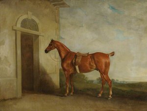 Chestnut Hunter Before A Stable — Sr John E Ferneley