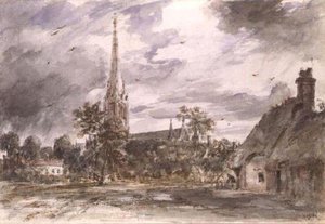 Salisbury Cathedral Mit Cottages — John Constable