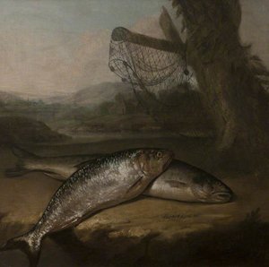 Atlantic Salmon And Allis Shad, By The River Wye ( ) — Arthur Devis