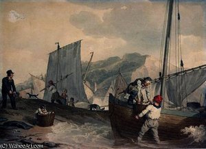 Fishing Boats Unloading — John Augustus Atkinson