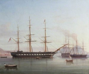 British Man Of War 'hong Kong' In The Bay Of Naples, Italy — Tommaso De Simone