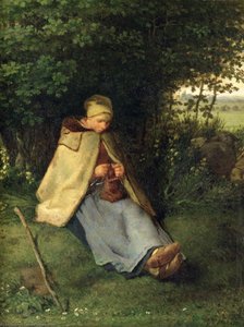 The Knitter, The Seated Shepherdess — Jean-françois Millet